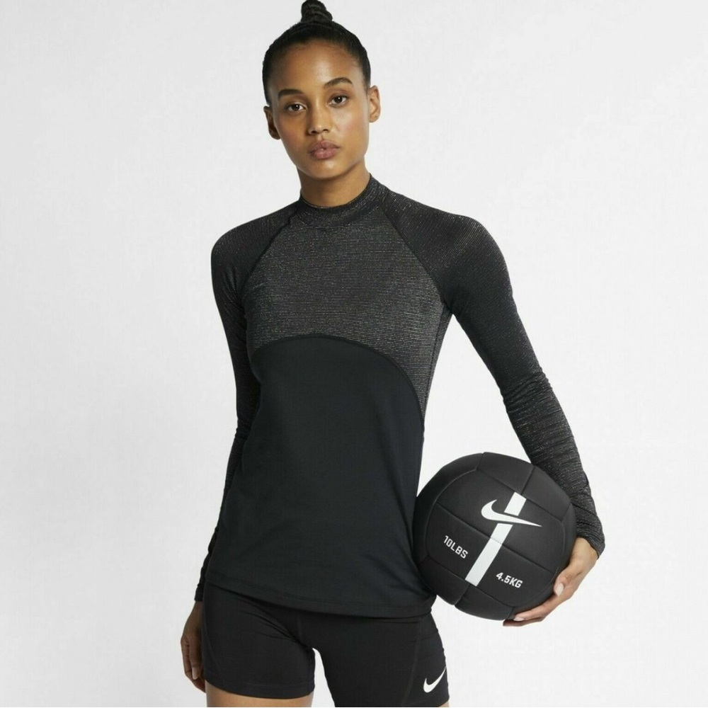 Women’s Nike Pro Warm Dri-Fit silver/gold sparkly stripes black size XL